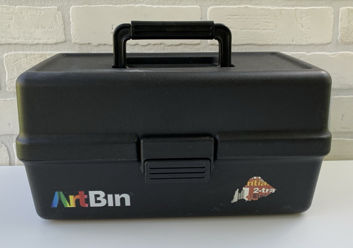 Art Bin Two Tray Storage Box Vtg 1992 Black ~ Painter Supplies