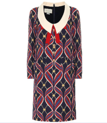 NEW Gucci Dress With Interlocking G Ribbon Print In Blue Size 38 #DD302