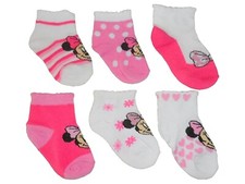 Disney Minnie Mouse Baby Infant Girl's Assorted Socks 6 pk Size: 12-24 Mo. NWT