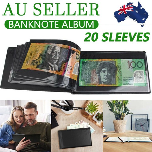 2X Black BankNote 20 Pages Album Stock Collection Storage Currency Holder Pocket