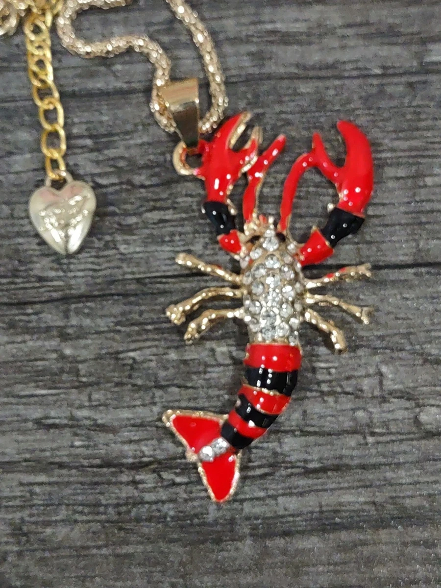 Eclectic Whimsical RED LOBSTER Rhinestone Pendant Necklace eBay