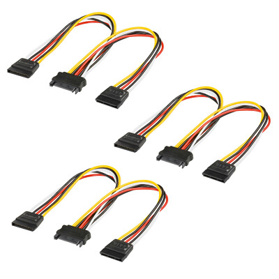 3x Internes PC Y-Stromkabel SATA Kupplung Verteiler zu 2x SATA Stecker 20cm 
