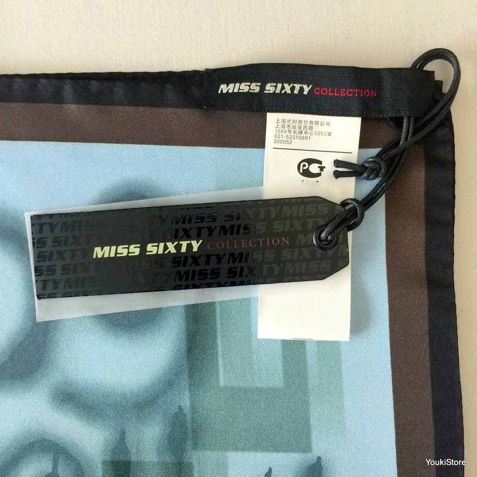 FOULARD MISS SIXTY" DAFNE BANDANA BLACK 50X50cm 100% seta MADE IN ITALY Foto 3 de 3