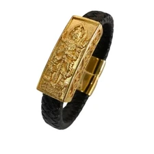 Wessuwan Giant God Bracelet Wristband Leather Jewelry Thai Buddha Amulet