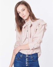 AUTH New Veronica Beard ATLAS SHIRT in Red/White 395