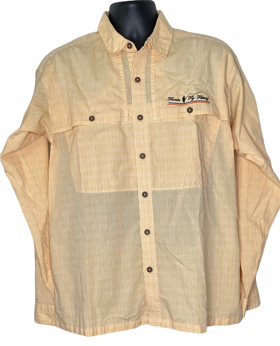 Patagonia Shirt Mens Sz Medium Florida Fly Fishing Yellow Striped Button Up