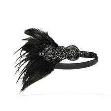 Roaring Art Deco 1920s Flapper Feather Headpiece Roaring 20s Great Gatsby Hea...