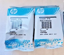 Two Genuine HP 60 Tri-Color Original Ink Cartridges CC643W, Brand New