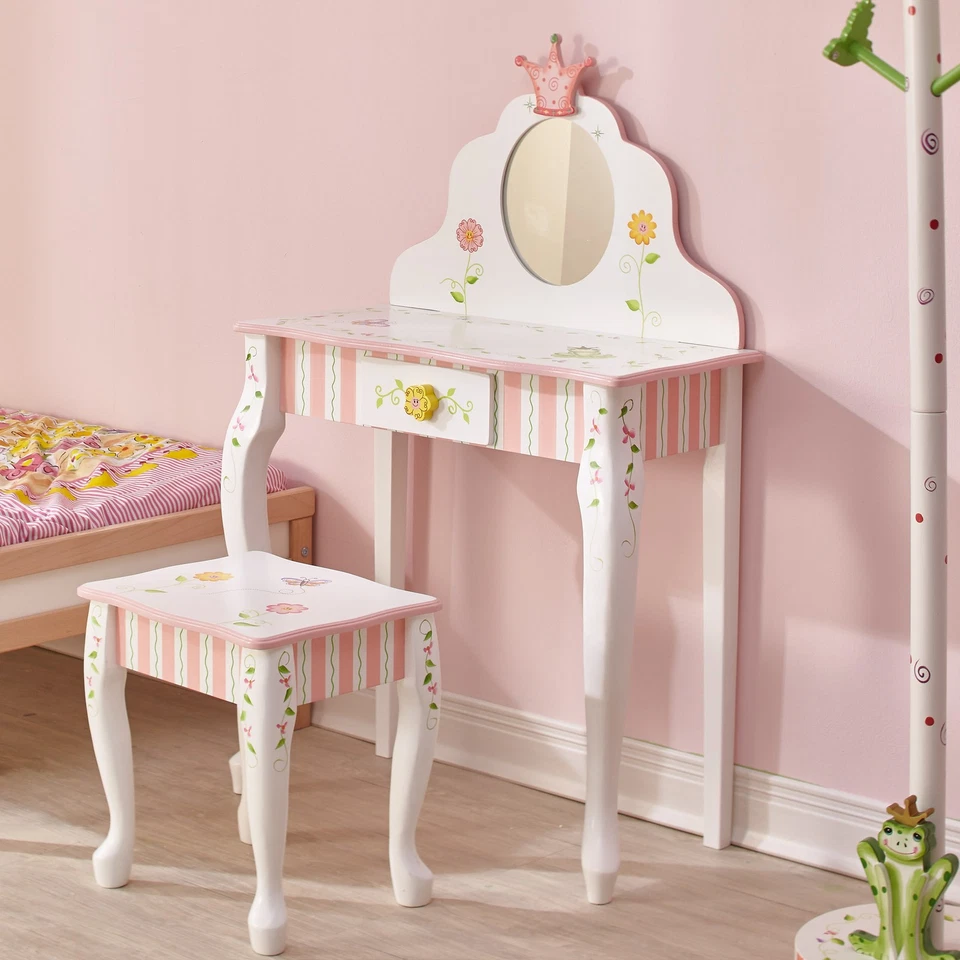 Fantasy Fields Princess & Frog Girls Wooden Vanity Stool Kids Dress Up W-7455A - Image 2 of 4