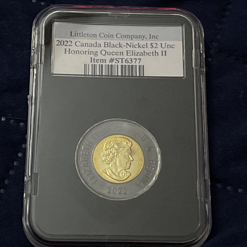 2022 CANADA $2 BLACK RING Nickel. Queen Elizabeth II. Uncirculated Slabbed