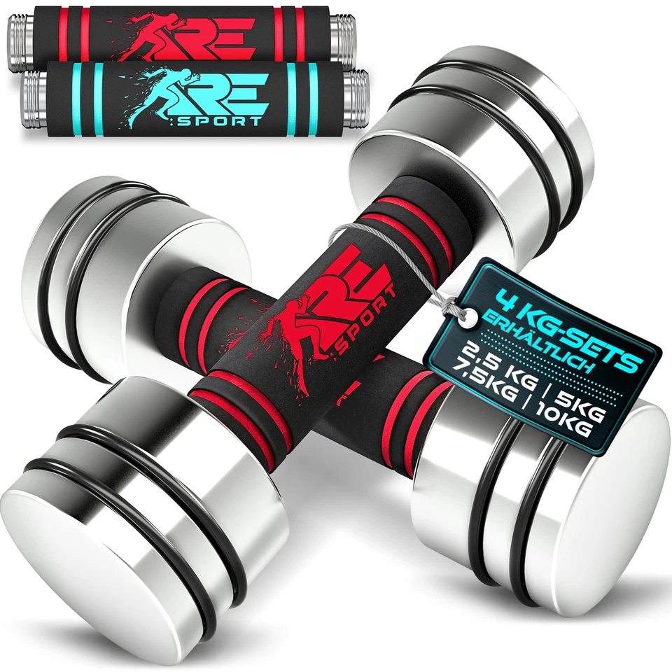 RE:SPORT® 2er Hanteln Set Stahl Hantel Kurzhantel Fitness Kurzhanteln Hantelset