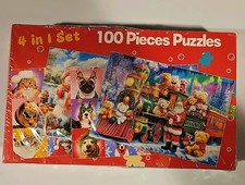 Puzzle 4 in 1 Set. 100 Piece Animal Christmas Jigsaw Puzzle Set