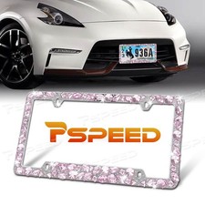 Bling Pink Crystal Sparkling Fancy-cut Rhinestone Diamond License Plate Frame