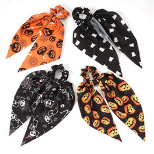 4 Pcs Halloween Hair Scrunchies Hair Scarf Hair Accessories Hair Scarfs with Rib