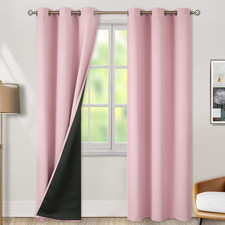 Baby Pink 100 Blackout Curtains for Nursery, 84 Inch, 2 Panels