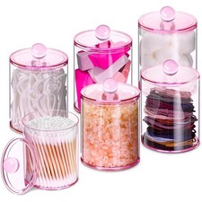 6 Pack Qtip Holder,Canister Apothecary Jar Set, Bathroom Jars with Lids Set f...