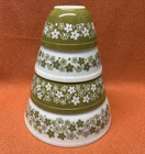 VTG Pyrex Spring Blossom/ Crazy Daisy #404/403/402/401 Mixing Bowl Set Of 4
