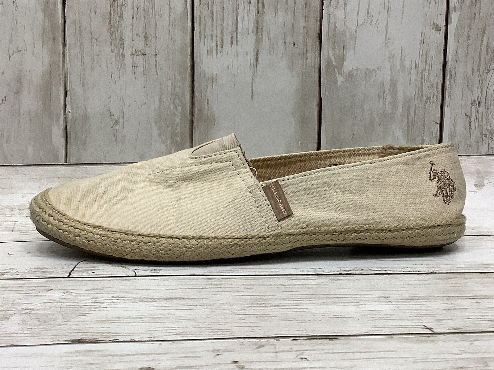 U.S. Polo Assn. Women's Rhea Canvas Espadrille Flat, Beige, Size 8.5 M
