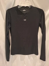 #421 Youth Under Armour Heatgear Fitted Long Sleeve Black Base Layer Youth Large