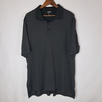 Adidas Golf Polo Shirt Mens 2XL XXL Climalite Black White Horizontal Striped