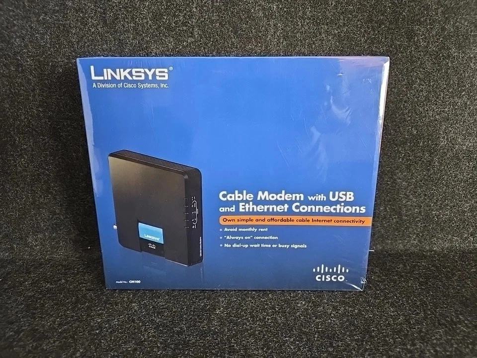 LINKSYS CISCO CM100 CABLE MODEM USB & INTERNET CONNECTIONS NIB/UNUSED ~FREE SHIP - Image 2 of 4