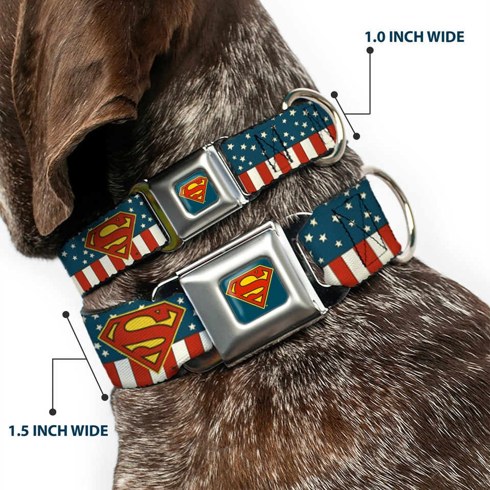 Dog Collar SMQ-Superman Shield Full Color Americana Blue Superman Sh ...