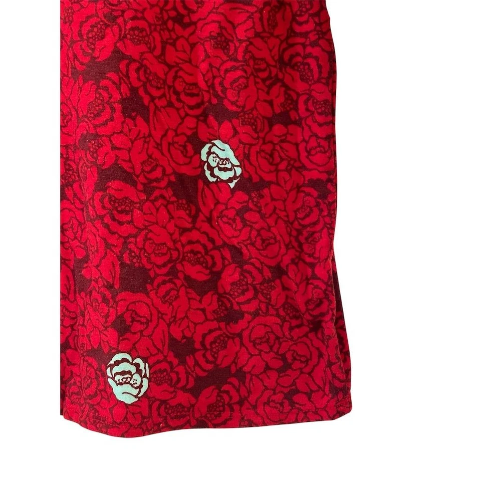 Camiseta LuLaRoe Niñas Talla 10 Floral Manga Raglán Camiseta Roja Gris Informal Top Foto 3 de 4