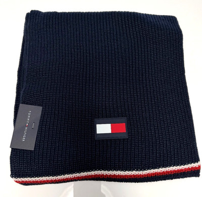 NWT Tommy Hilfiger men s scarf long Navy Blue Red White