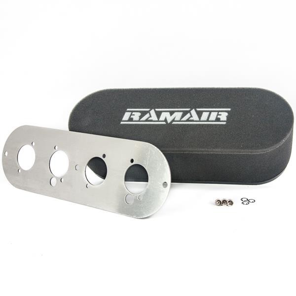 Ramair Twin Carb Bolt On Air Filters With Baseplate for Lotus Twin Cam 65mm