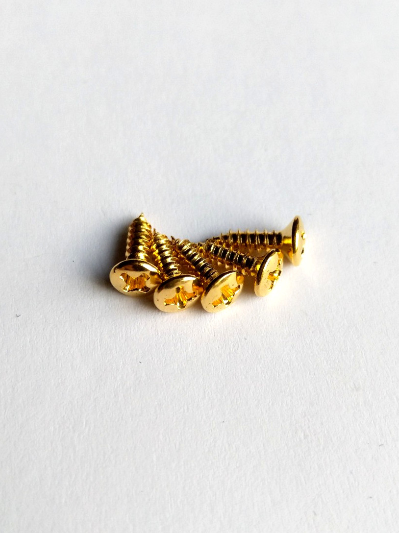 5 Göldo Pickguard Screws, F-Style Gold