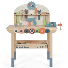 Kids Play Tool Workbench Wooden Tool Bench w/ Rich Accessories for Girls Boys