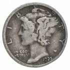VG+ 1925 Mercury 90% Silver Dime *0853