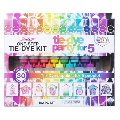 Tulip One-step Tie-dye Kit Party For 5, 15 Rainbow Colors For Fabric