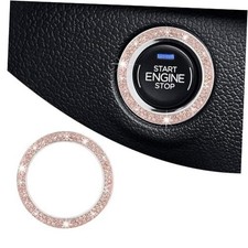 Car Bling Engine Start Ring Decal, Crystal Rhinestone Push to Start Peach