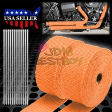 2 Roll X 2 50ft Orange Exhaust Thermal Wrap Manifold Header Isolation Heat Tape