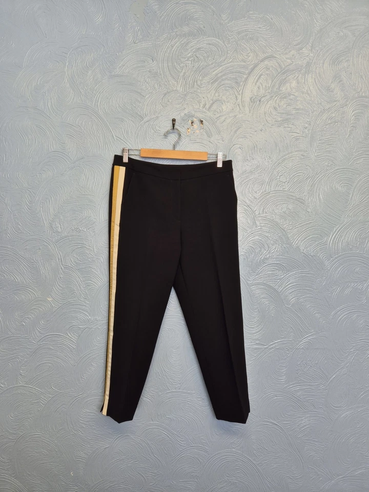 Boden Trousers Size 12 P Bristol 7/8th Trousers Side Stripe Black Straight Leg - Image 2 of 4