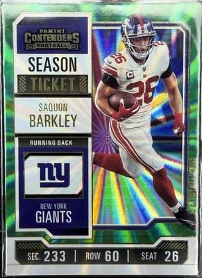 2023 Panini Contenders Football ; Saquon Barkley Green Season Ticket NY Giants