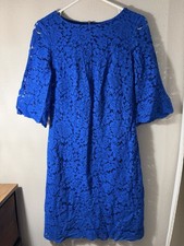Lauren Ralph Lauren Blue Lace Flared Half Sleeve Sheath Knee Length Dress Size 8