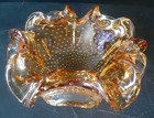 Murano Controlled Bubble Amber Clear Yellow Candy Dish Bullicante — photo 1