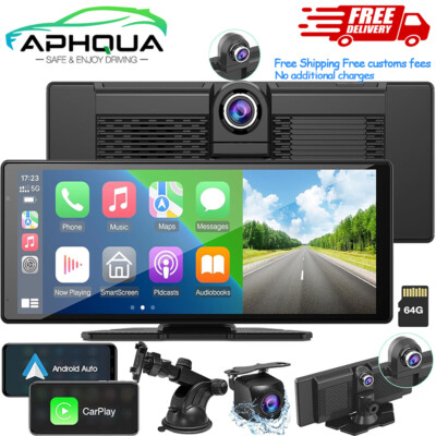 Aphqua 9.3In Wireless Carplay Android Auto Bluetooth Car Stereo With Dash Camera