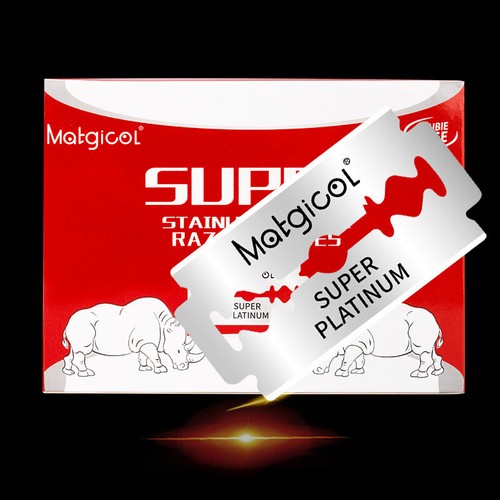 10-200 PCS Super Platinum Ultra Sharp Double Edge Cut Throat Barber Razor Blades - Picture 2 of 17