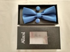 NWoT Alizeal Mens Tuxedo Bow Tie, Hanky and Cufflinks Set, Blue