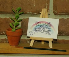 Hardest Goodbye Rainbow Bridge Pet Memorial Art  Calligraphy Print, w/ Easel.