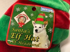 Santa's Elf Puppy Dog Pup Medium Christmas Headband Hat NEW