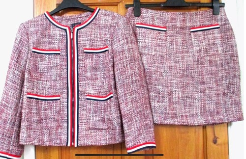 Mod 60s Style Skirt Suit M&S Red Tweed Mix size 16 Brand New With Tags - Foto 2 di 12