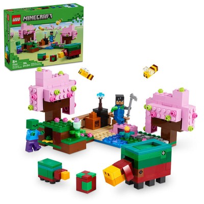 LEGO Minecraft The Cherry Blossom Garden Exploration Toy with a Sniffer, Zombie 