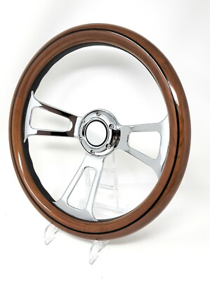 W-Power 14" 350MM Steering Wheel Classic Dark Wood Mahogany Grip - Foto 9