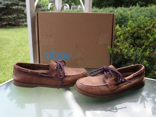 Sperry Top-Sider Zapatos Náuticos Marrón Cuero Mocasines para mujer Talla 9  | eBay