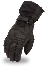 Mens Textile/Leather Waterproof Motorcycle Gauntlet Gloves - Wiper Thumb FI138GL