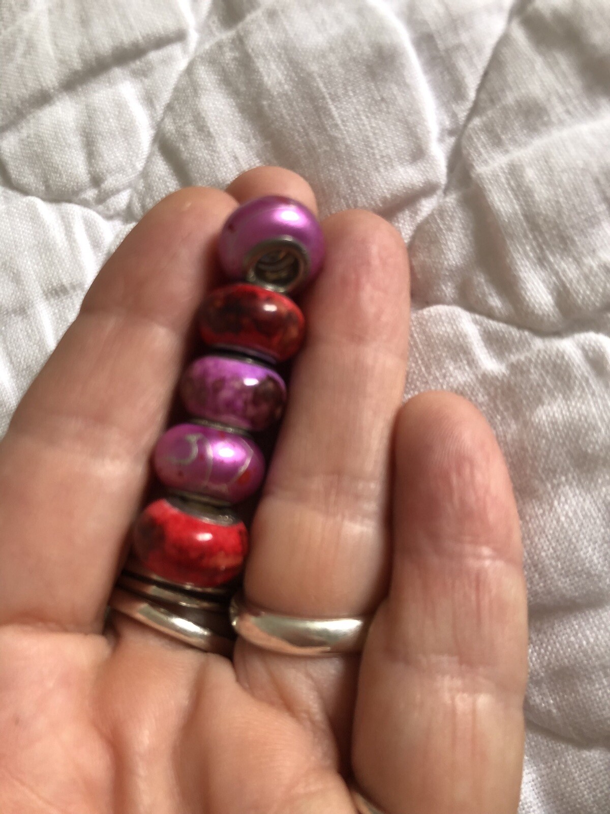 25 Glass Murano Style 925 Charm Beads EUC Unbranded